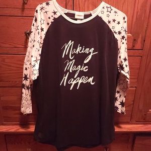 Lularoe 3/4 Sleeve Make Magic Happen Shirt XL